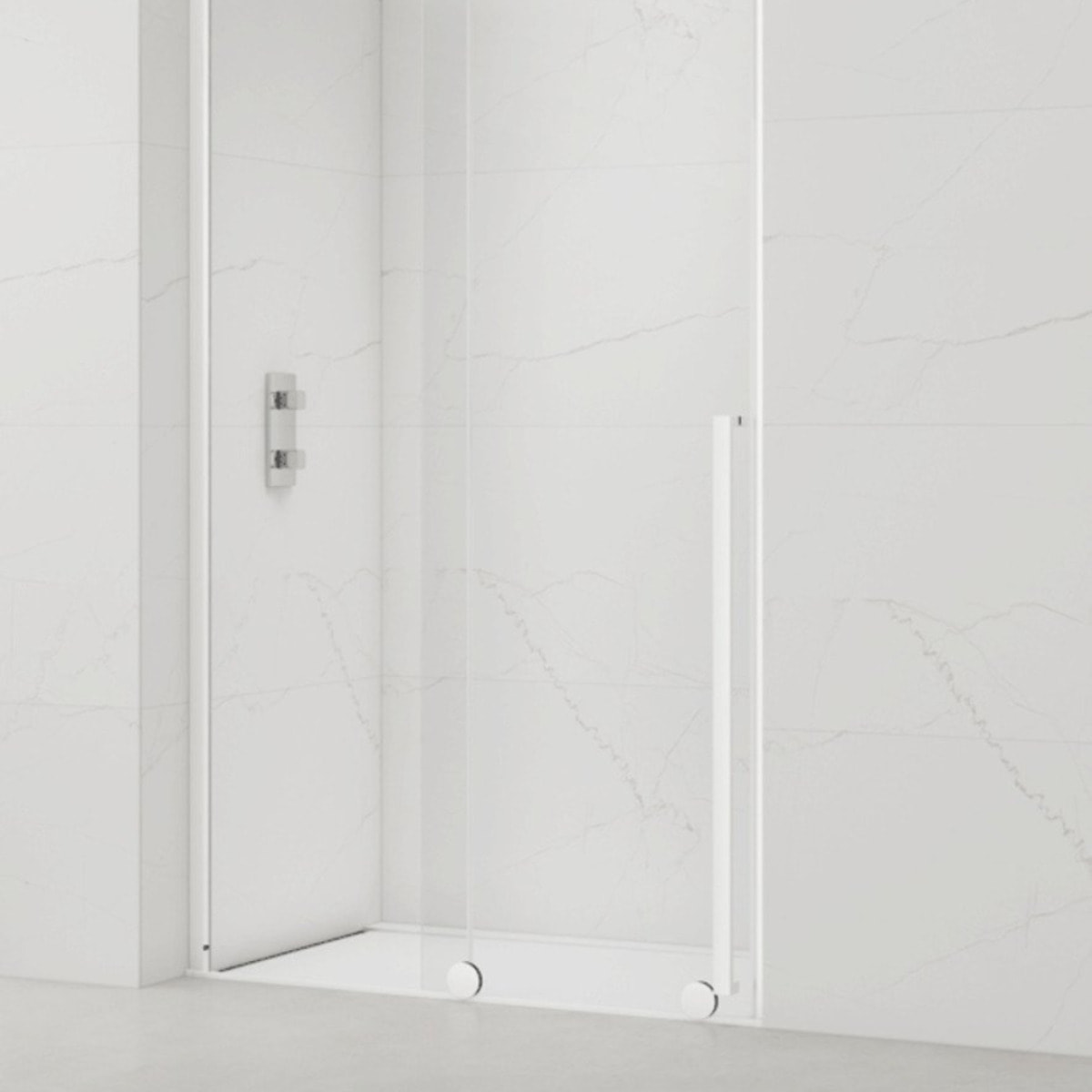 X-MOTION Porte de douche 140x200cm Coulissante, anticalcaire avec profilé blanc (SATBWIXM140NIKAB)