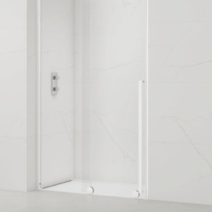 X-MOTION Porte de douche 140x200cm Coulissante, anticalcaire avec profilé blanc (SATBWIXM140NIKAB)