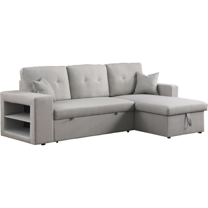 Canapé d'angle convertible/réversible "Axel" - 3 places - Gris clair