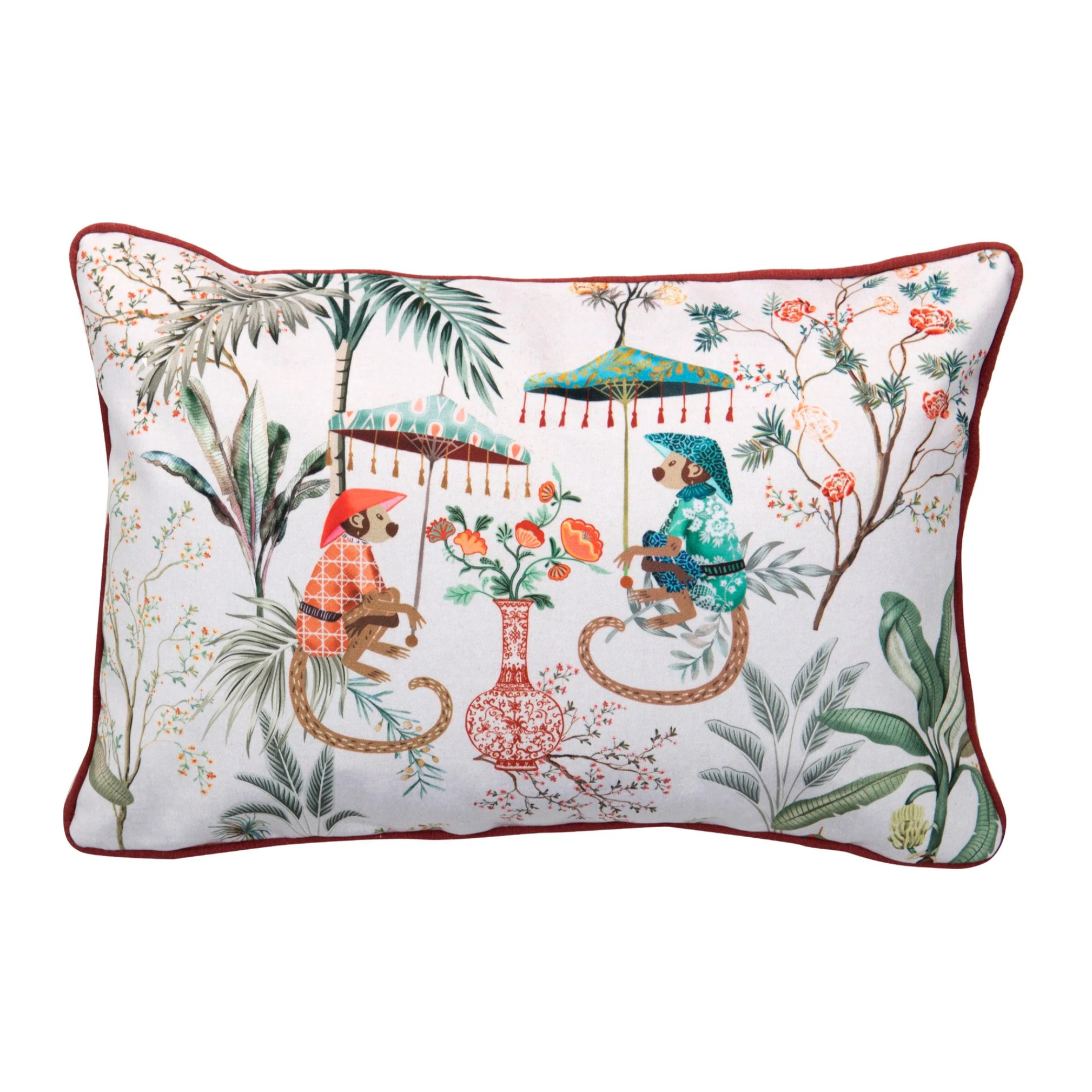 Cojin Monos Hojas Tropical 45x13x30 Cm