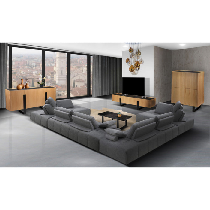 Table de repas extensible en céramique & métal 176/216 cm - ODESSA