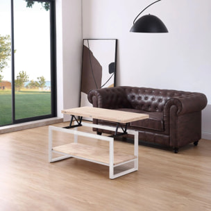 Mesa de centro elevable y extensible en blanco y roble 46-91x48,3-57,6 Rens Blanco - Roble