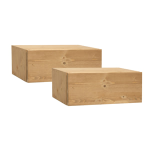 Pack de deux chevets flottants en bois massif chêne moyen 15x40cm Hauteur: 15 Longueur: 40 Largeur: 25.5