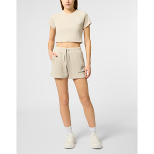 PLEIN SPORT Ribbed Loose Fit Shorts Scratch