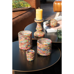 J-Line bougeoir Perles - verre - rose/or - small