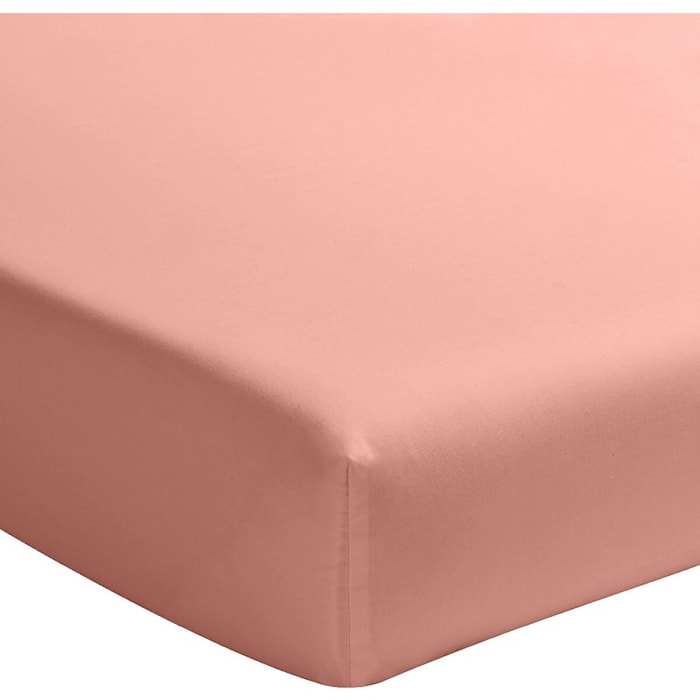 Drap Housse - Bonnet 30cm 100% Percale De Coton Lavé Rose Poudré