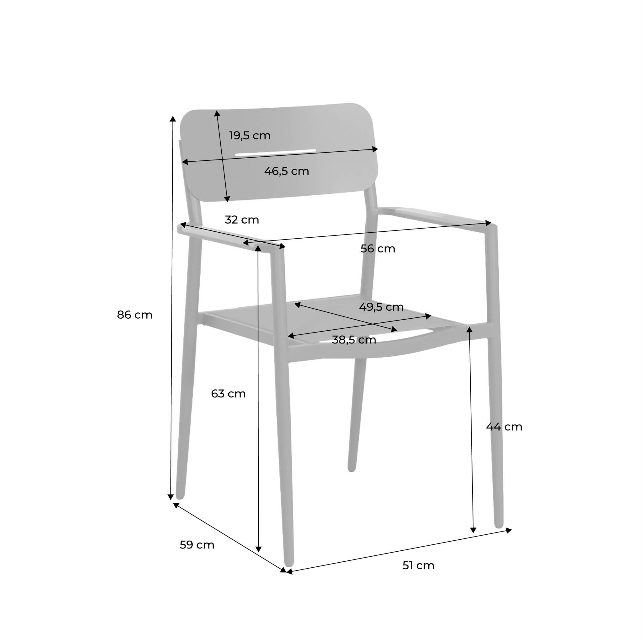 Fauteuil de jardin aluminium et textilène (lot de 4) FIRA