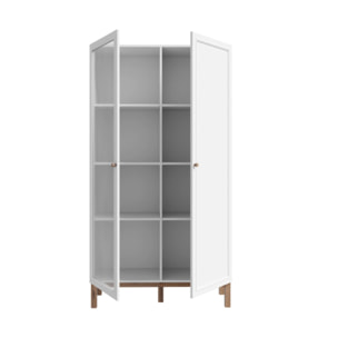 Armoirette décor chêne et gris clair vitrée 185 cm 2 portes - PENNY