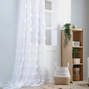 Voilage pompons brodés - Blanc