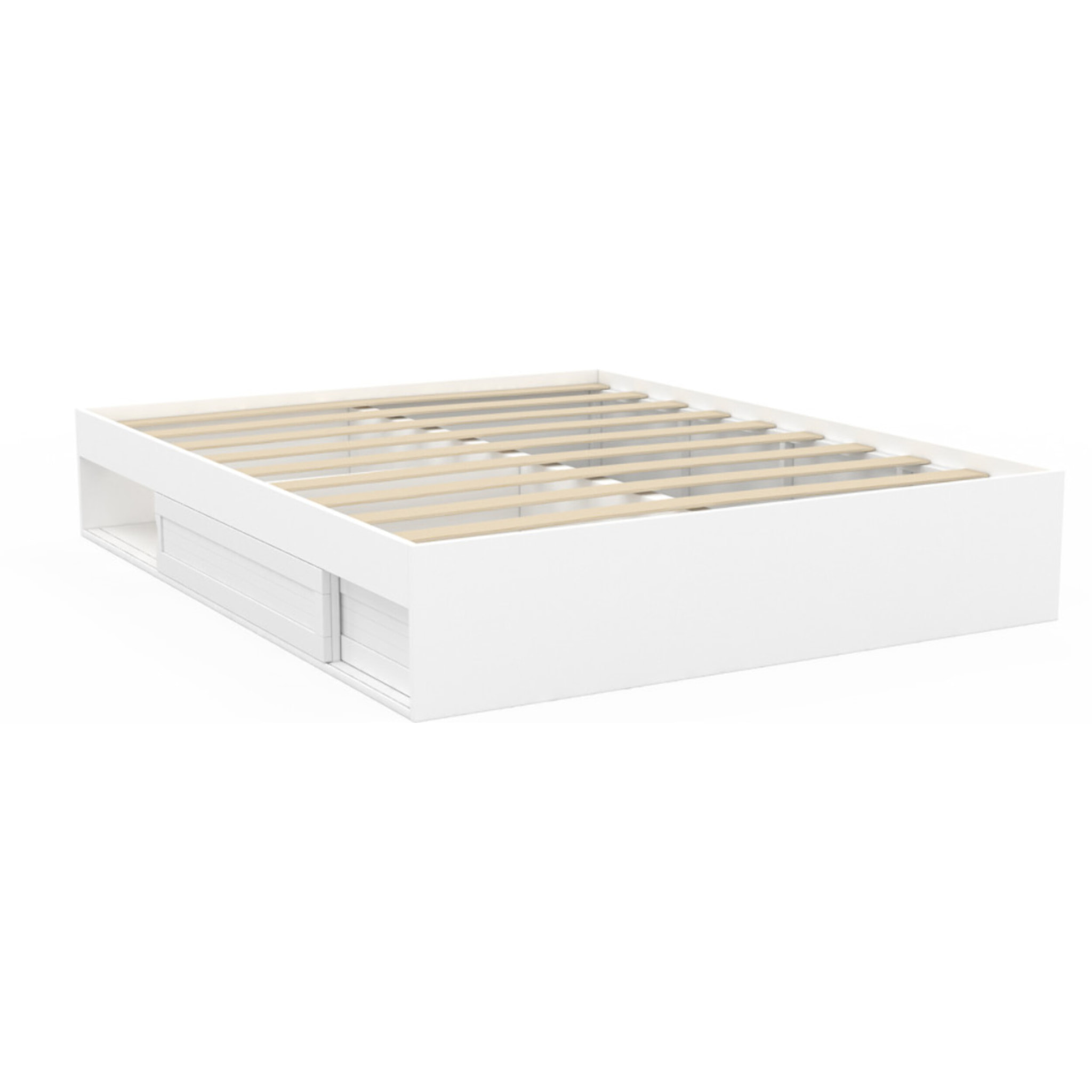 Cadre de lit Orem 160x200cm blanc tiroir coulissant