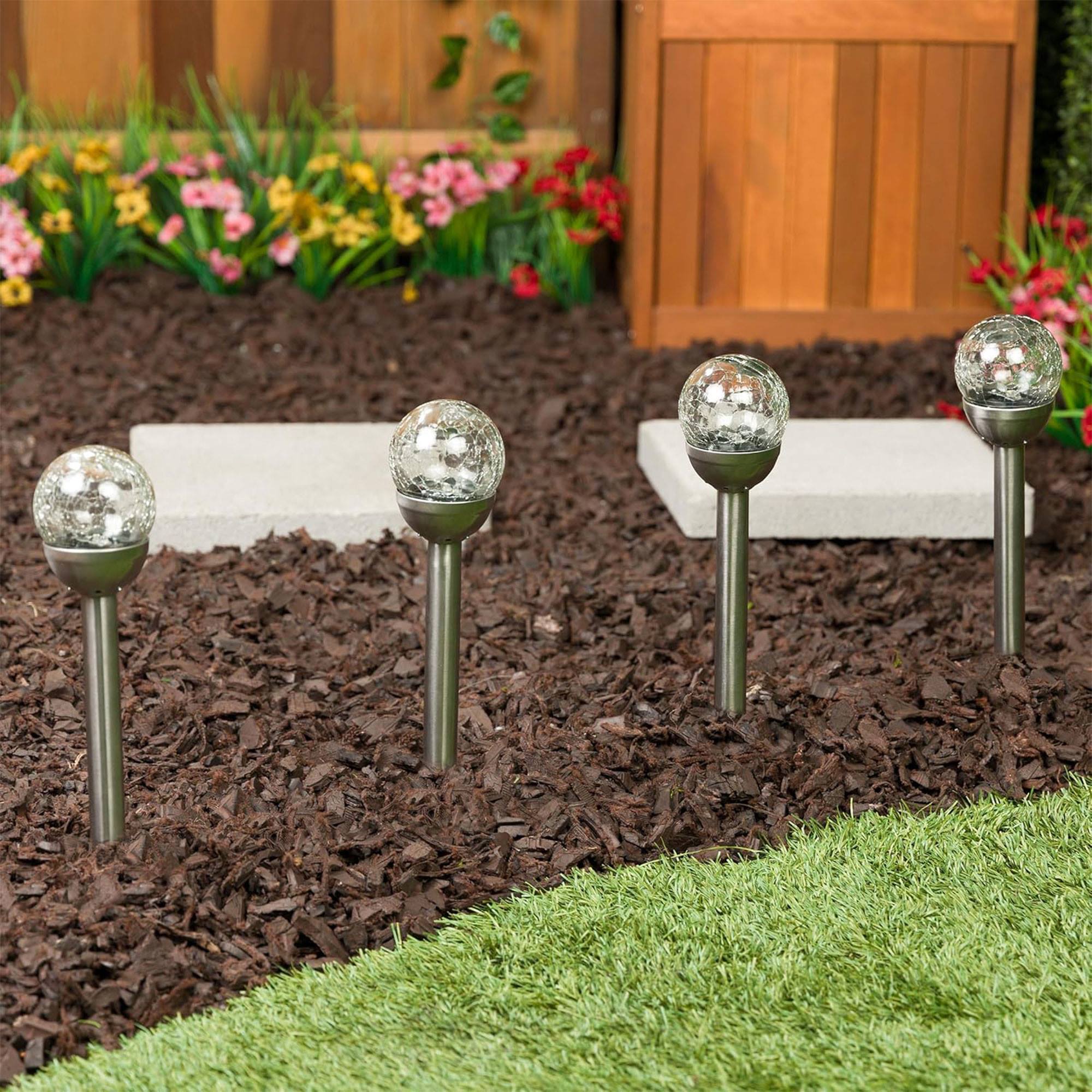 Well Home Juego de 5 luces solares en acero inoxidable Ø6cm