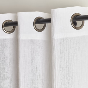 Rideau en gaze de coton tamisant à oeillets - Blanc