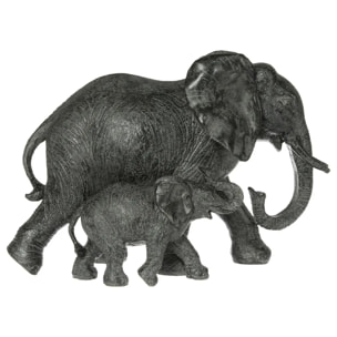 Statue 2 éléphants Kenna H.15,5cm résine