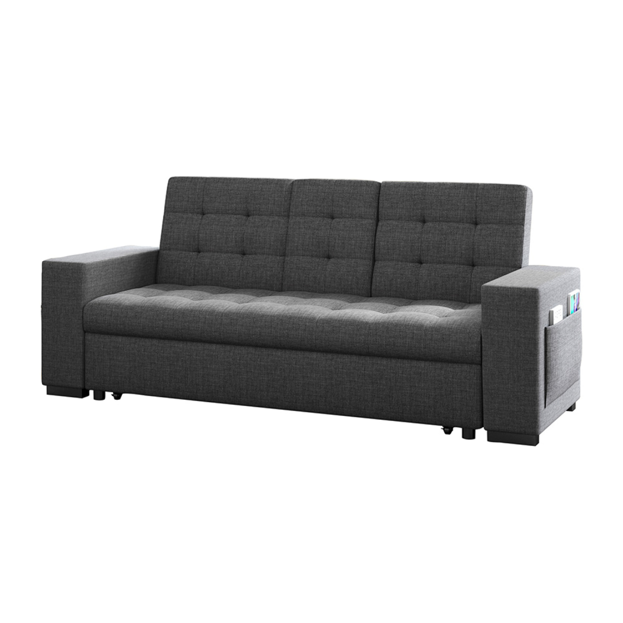 Canapé convertible gris foncé avec rangements TILIA