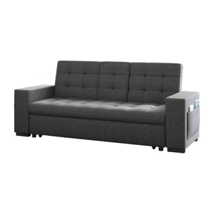 Canapé convertible gris foncé avec rangements TILIA