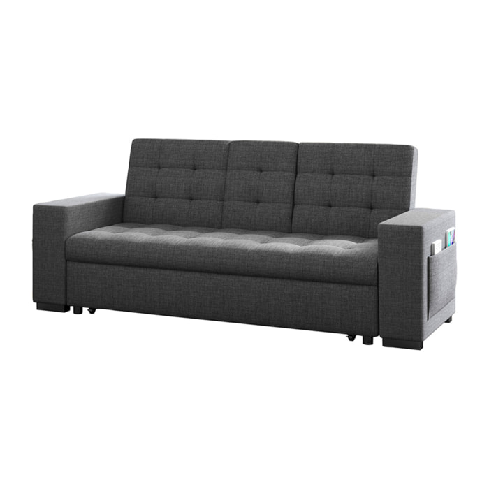 Canapé convertible gris foncé avec rangements TILIA