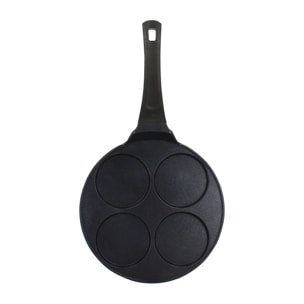 Poêle à pancakes 26cm en aluminium noir 4 trous