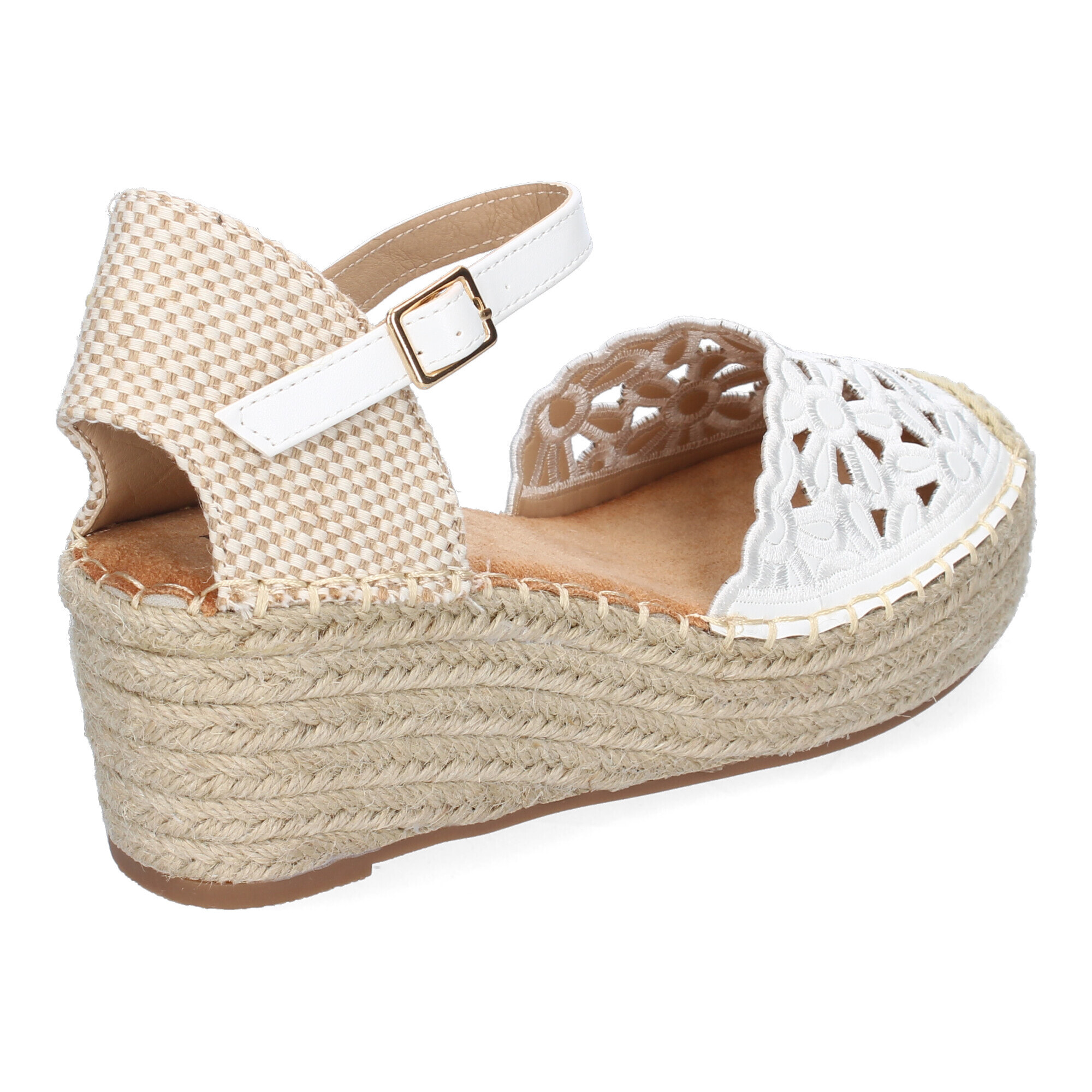 Sandalia de Cuña de Yute para Mujer, Comodas y Elegantes, Diseño Floral Bordado