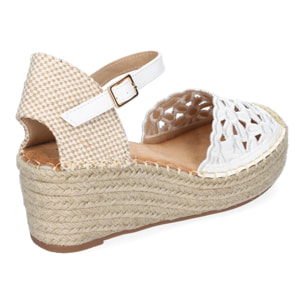 Sandalia de Cuña de Yute para Mujer, Comodas y Elegantes, Diseño Floral Bordado