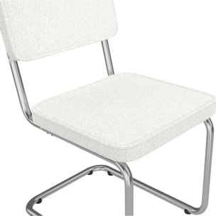 Chaises Naya en bouclette crème et pied métal - lot de 4