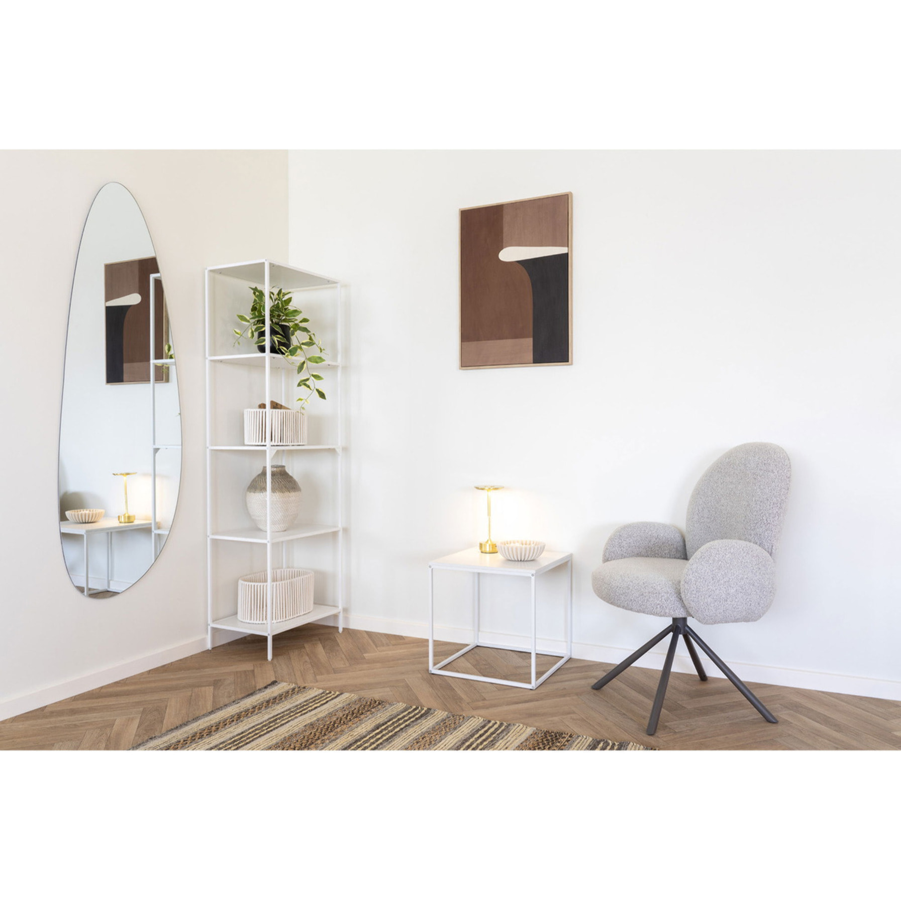 Tavolino d'Appoggio Vita Bianco con Gambe in Metallo — 45×45×45 cm