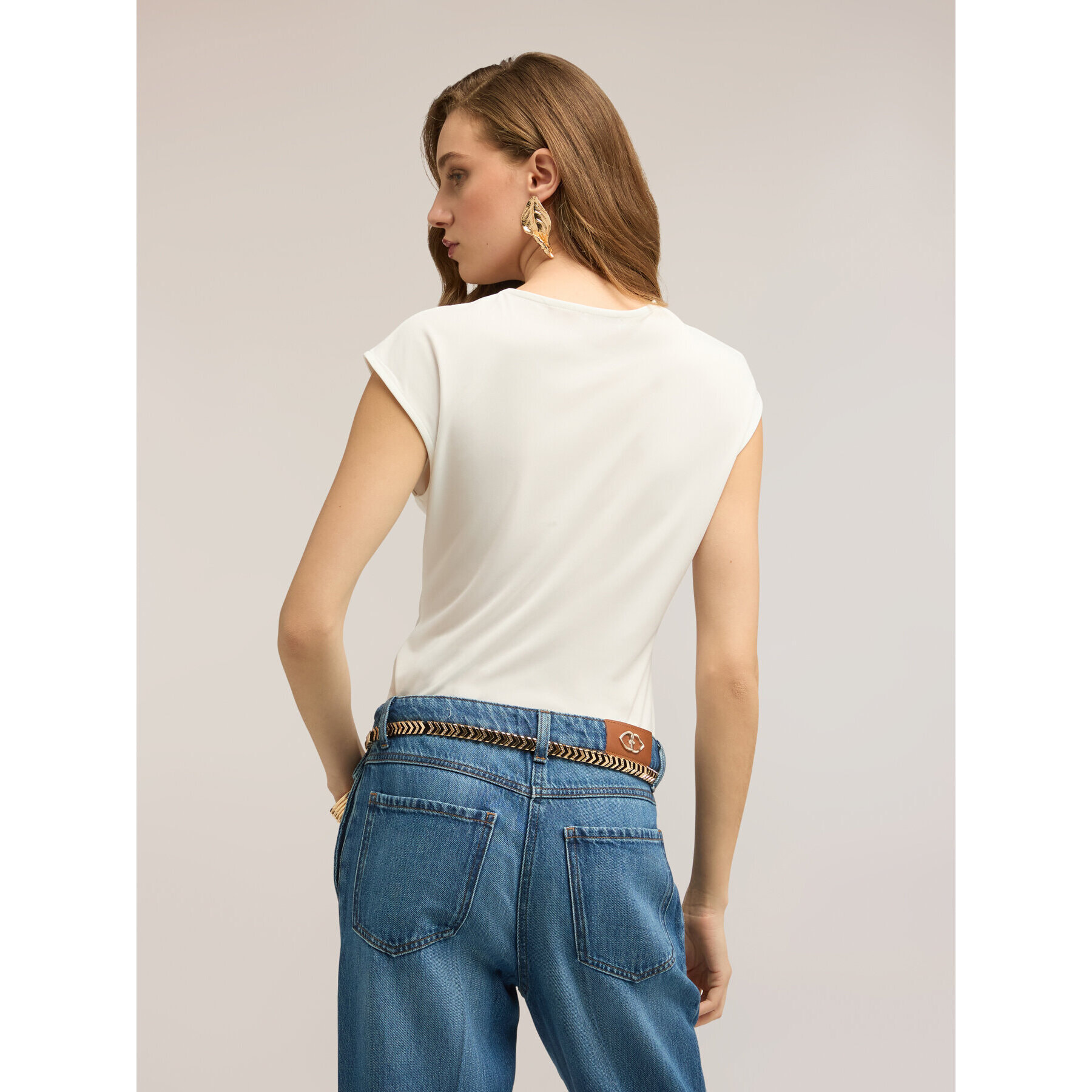 Motivi - Top de punto con nudo - Blanco