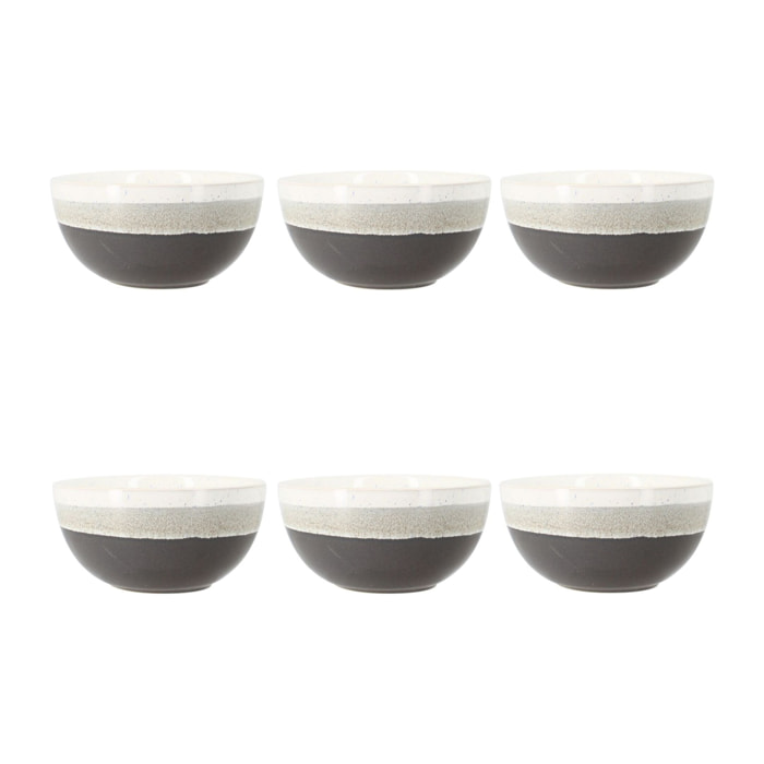 Lot de 6 bols marron en grès 57cl RIGA