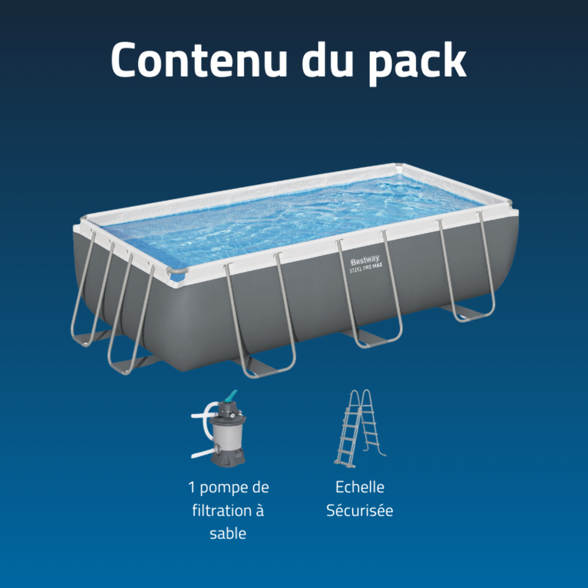 Bestway Piscine hors sol tubulaire rectangulaire Bestway Steel Pro Max 404 x 201 x 100 cm gris