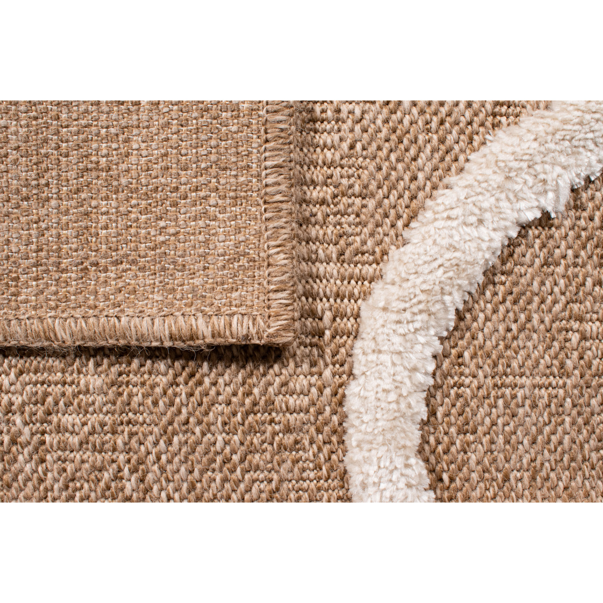 PALMA - Tapis aspect jute à motif ligne en relief - Blanc