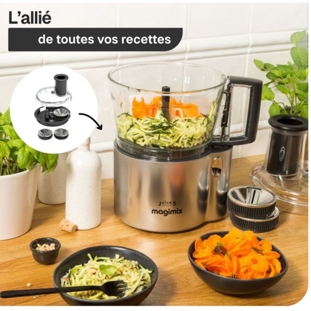 Extracteur de jus MAGIMIX 18093F Juice Expert 5 Chrome et Noir