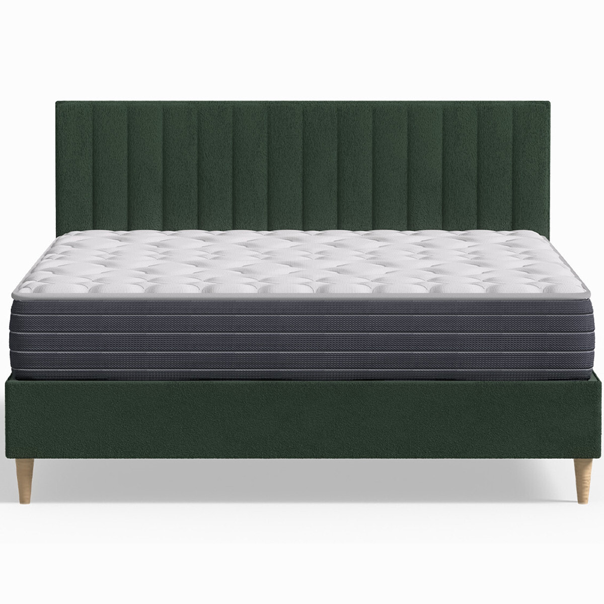 Pack lit en velours + Matelas mémoire de forme - ELIOT & MEMO HR