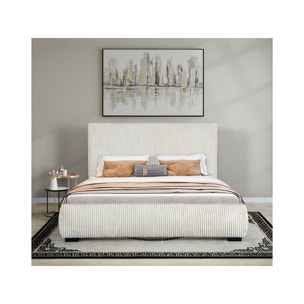 Lit double en velours côtelé "Montana" - 180 x 200 cm - Beige
