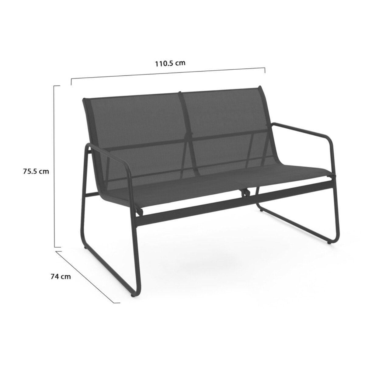 Salon de jardin 4 places en textilène gris