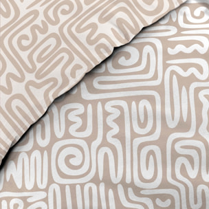 Parure de lit 3 pièces en coton à motif géométrique housse + taies - Vert