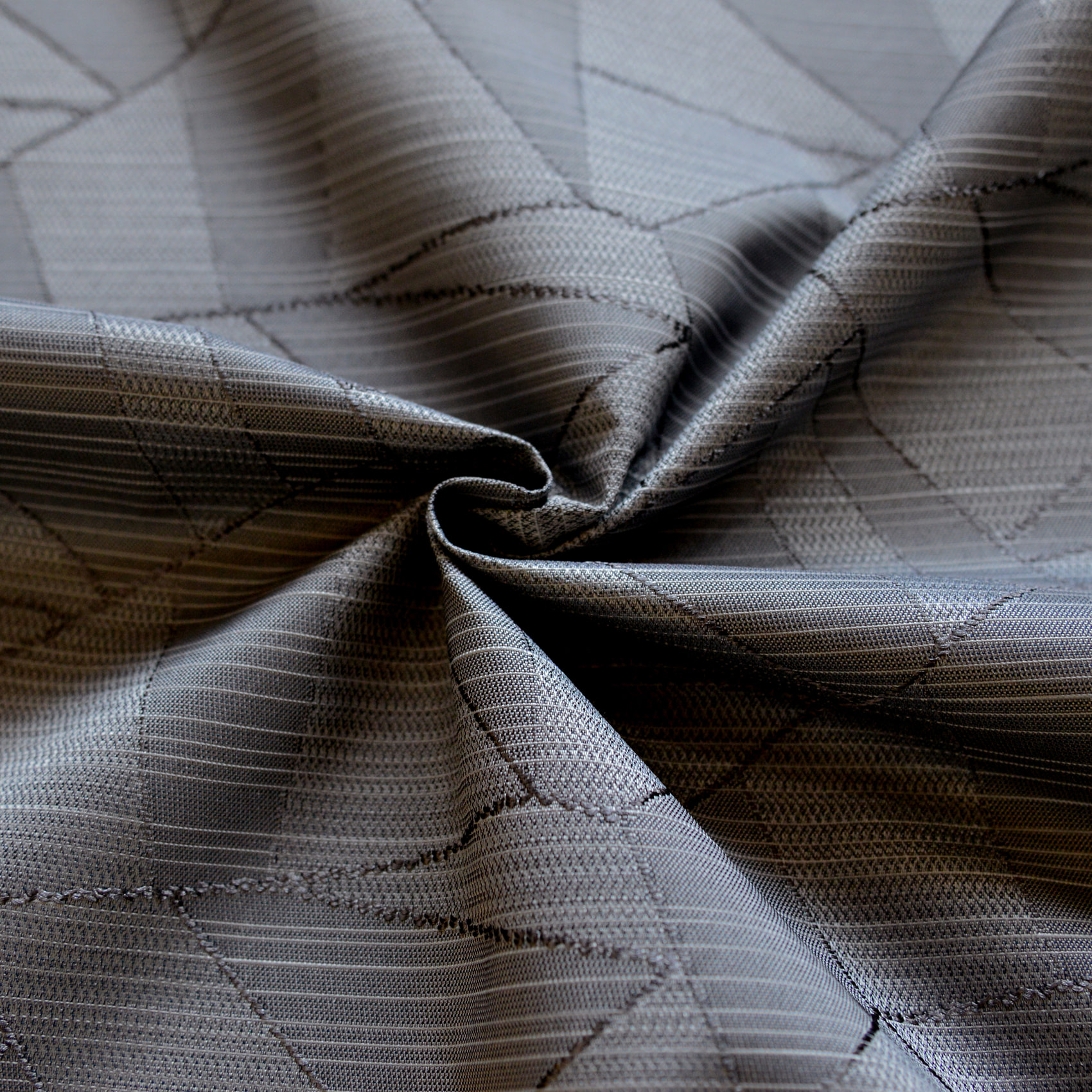 Tissu de nappage damassé à motifs géométriques - Gris anthracite