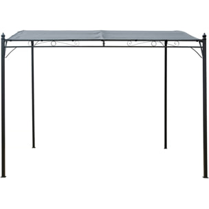 Pergola adossée inclinée en métal - 3 x 2.5 m - Gris