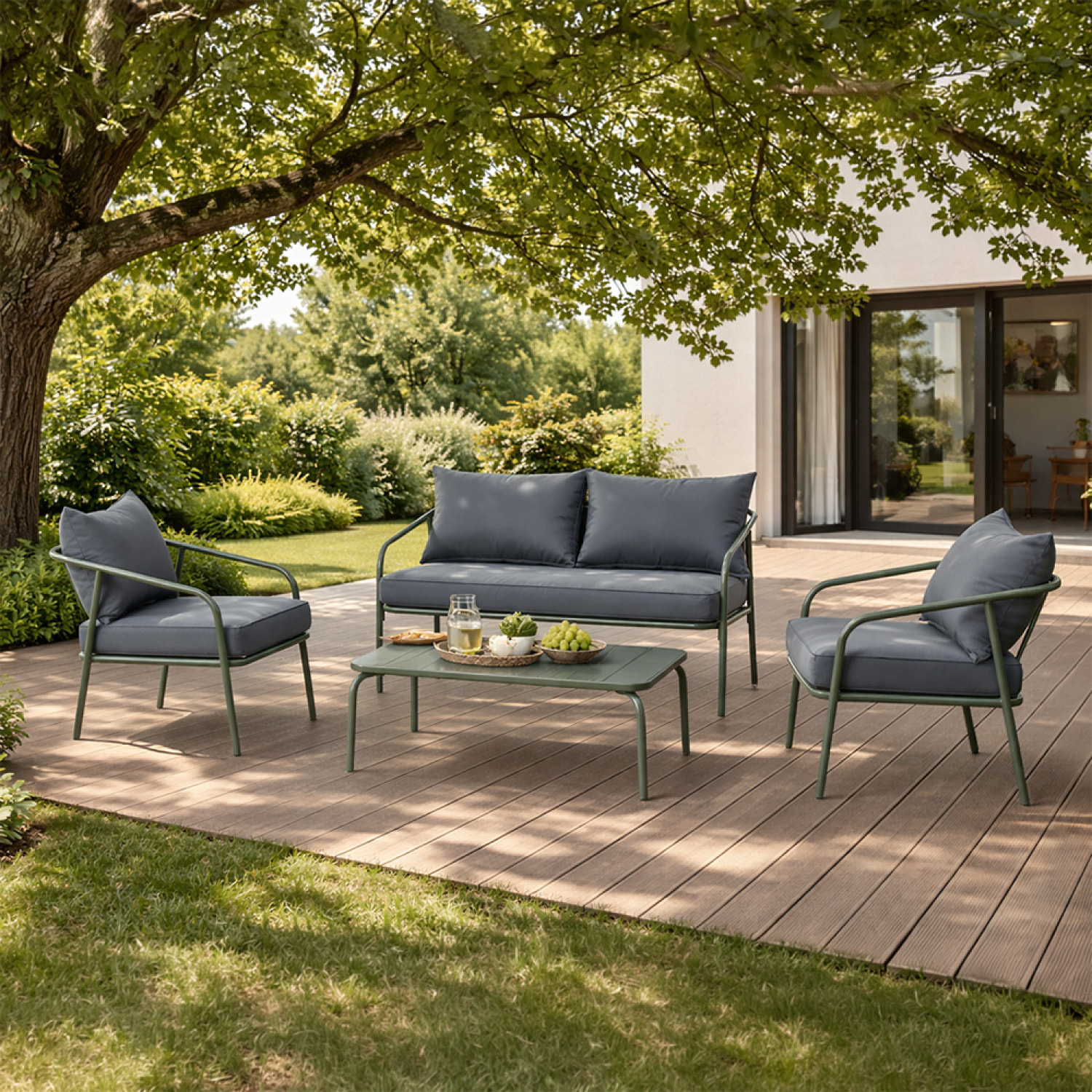 Salon de jardin 4 places kaki EVORA