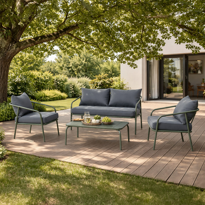 Salon de jardin 4 places kaki EVORA