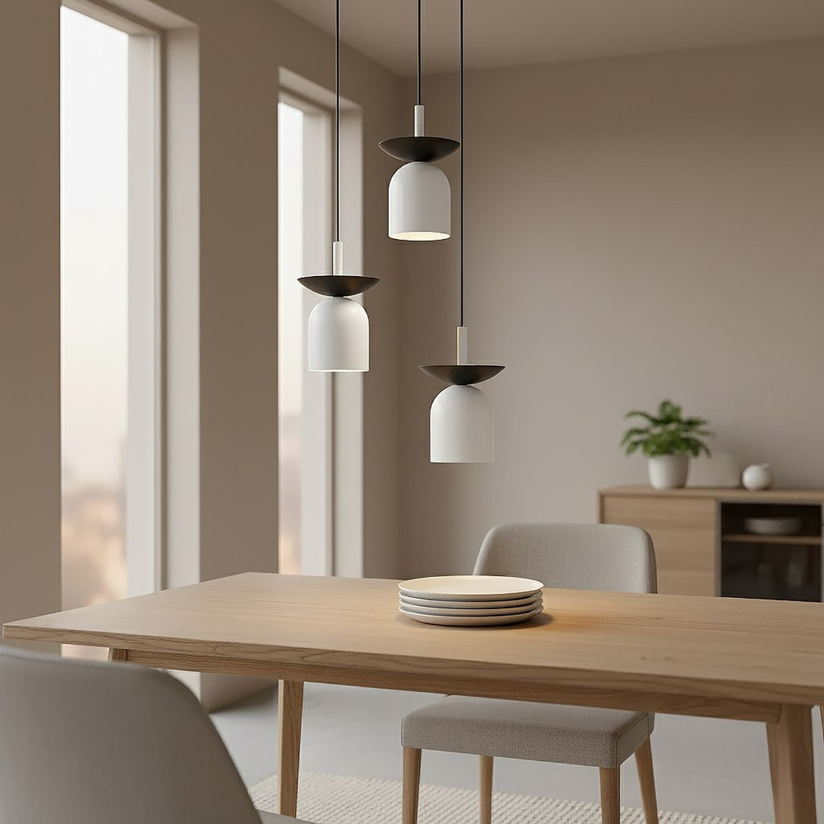 Lampada a sospensione EGO in acciaio bianco opaco