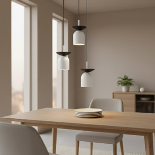 Lampada a sospensione EGO in acciaio bianco opaco