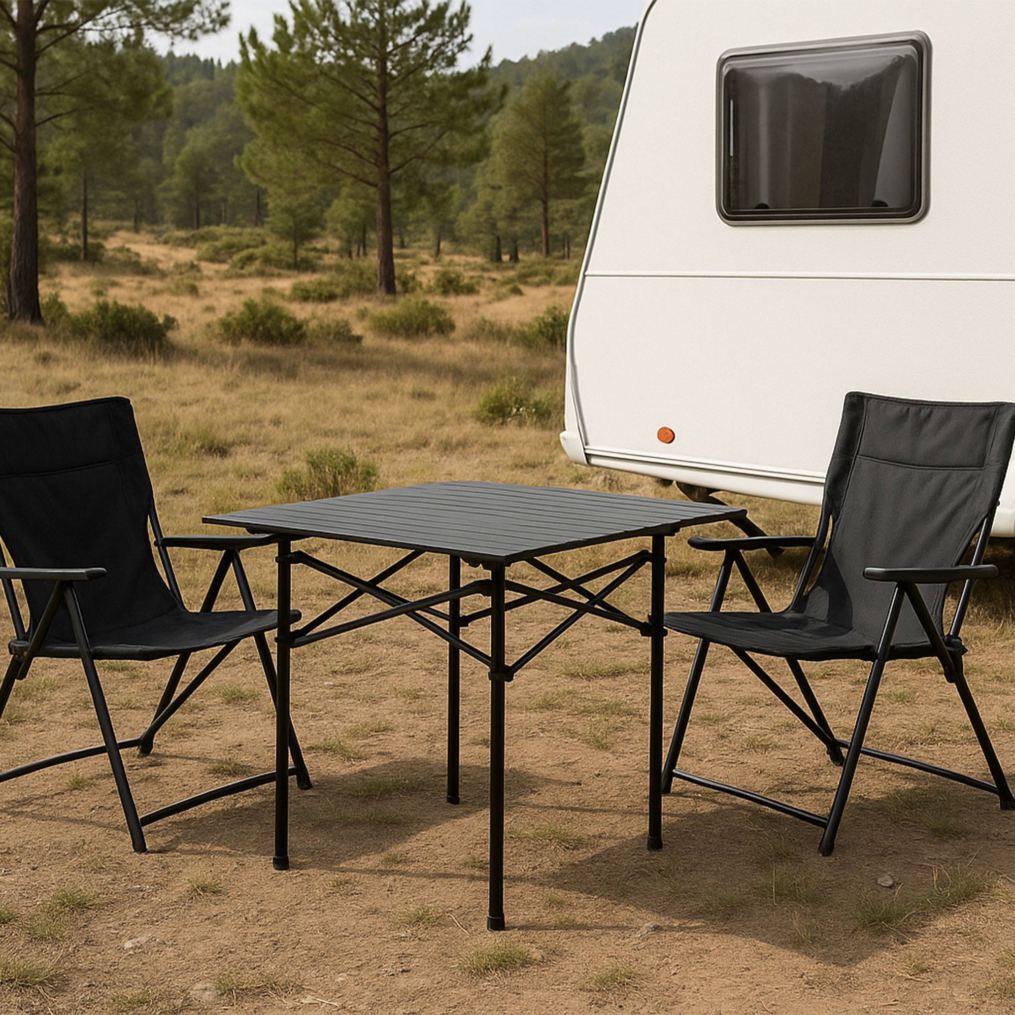 Well Home Mesa Plegable en Metal color Negro 70x70x69cm