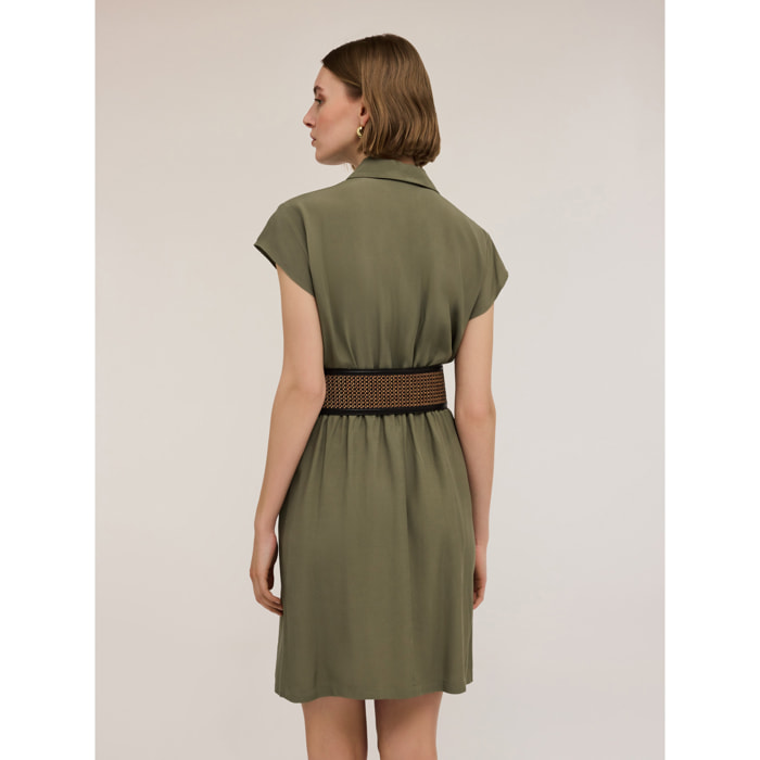 Motivi - Vestido camisero con bolsillos - Verde militare