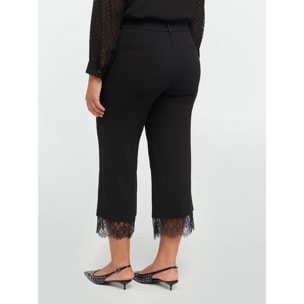 Fiorella Rubino - Pantaloni cropped con pizzo al fondo - Nero