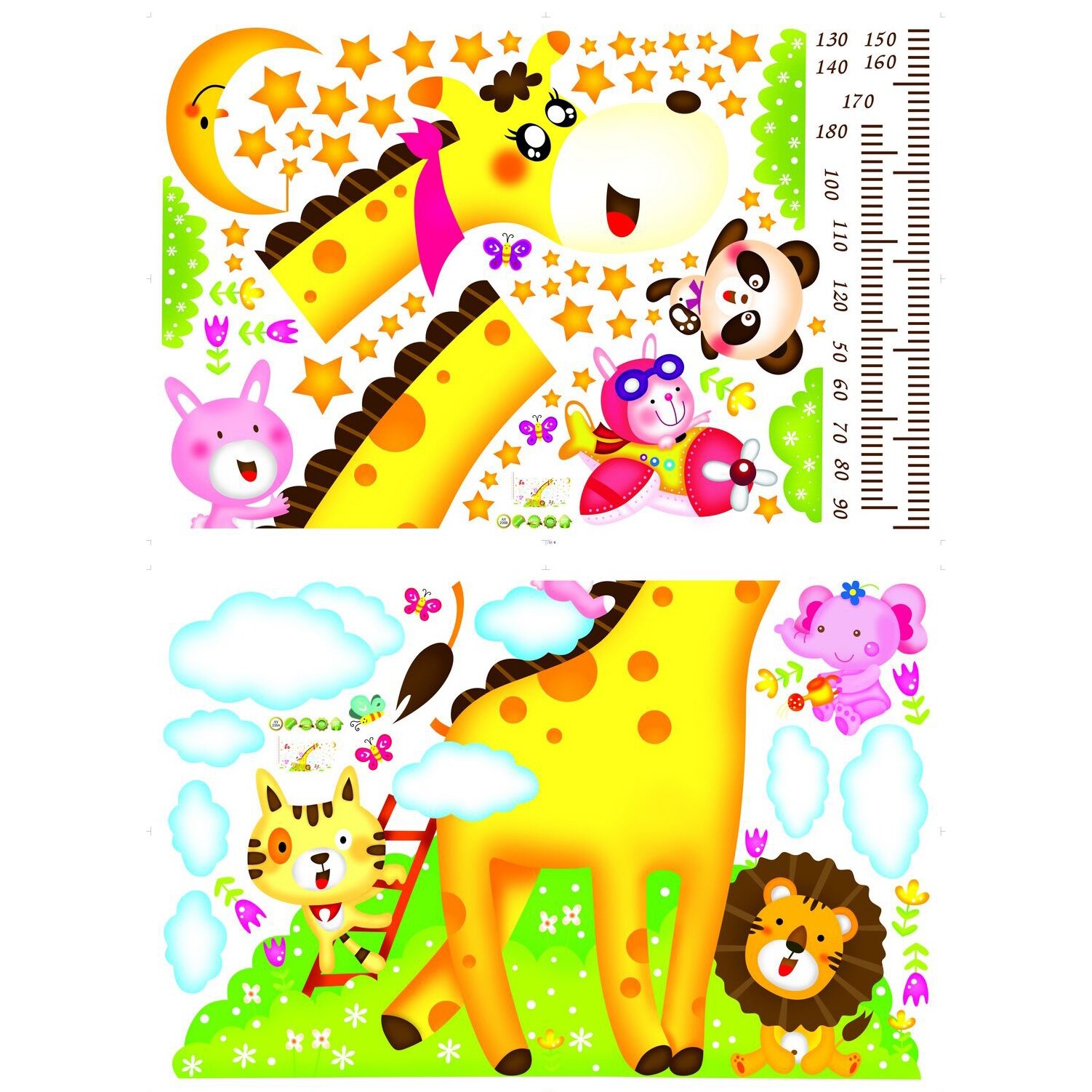 Stickers Muraux décoration adhésifs toise Girafe et les animaux d'Afrique