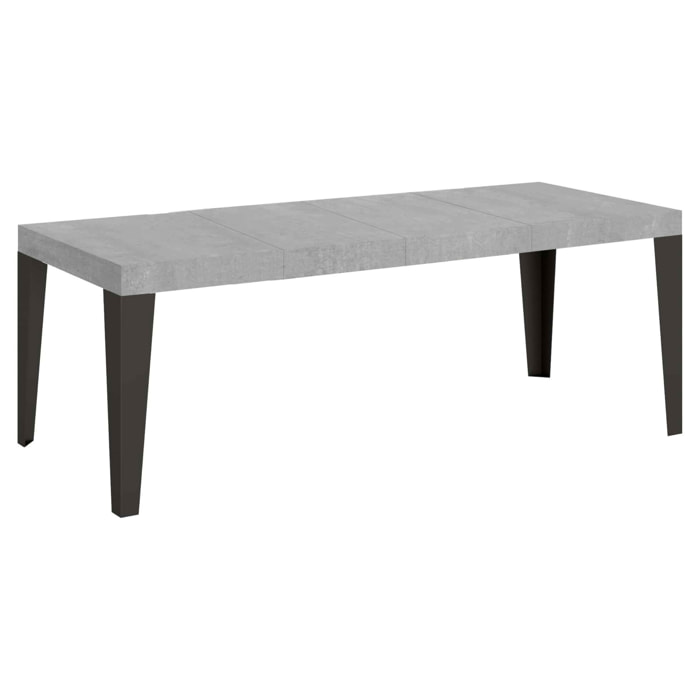 Table extensible 90x160/264 cm Flame Premium Gris Béton cadre Anthracite