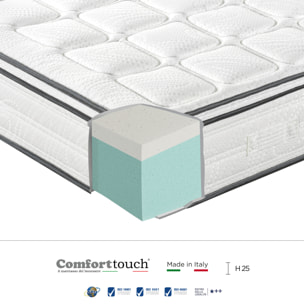 "Velvet" H25 cm 160x200 coppia guanciali Memory OMAGGIO 2cm memory foam