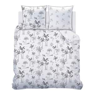 Parure de lit imprimée 100% coton, GRAVURE TROPICALE