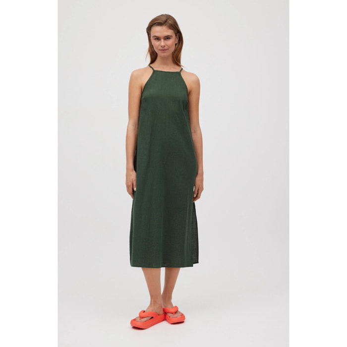 Abito midi verde senza spalline