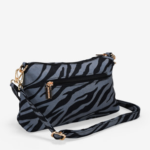 Bolso de hombro negro efecto cebra