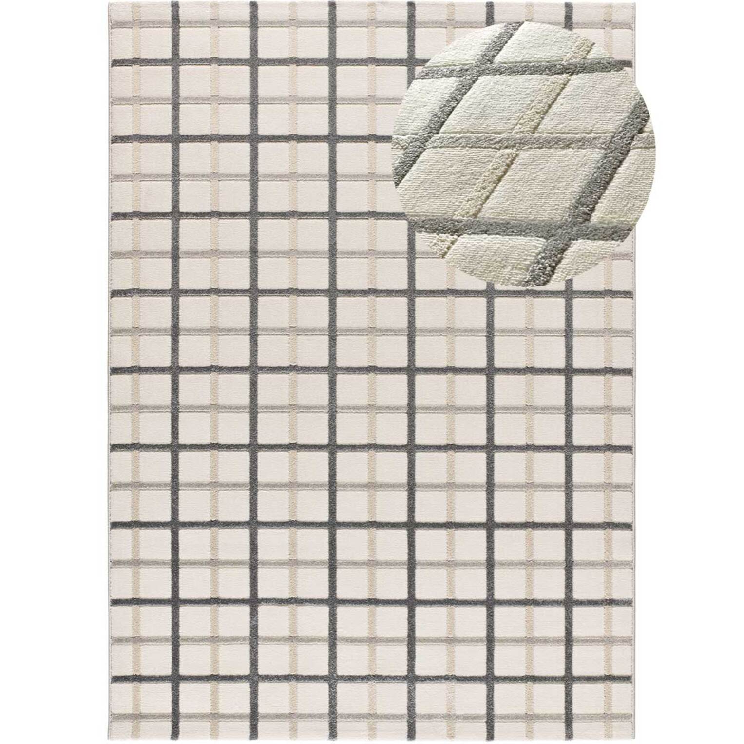 KARISMA Alfombra de cuadros con relieve gris, varias medidas disponibles.